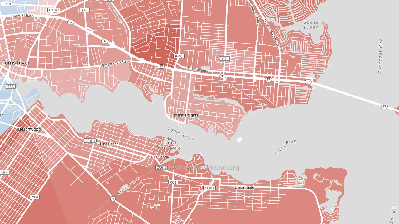 08732, NJ block-group political-lean map
