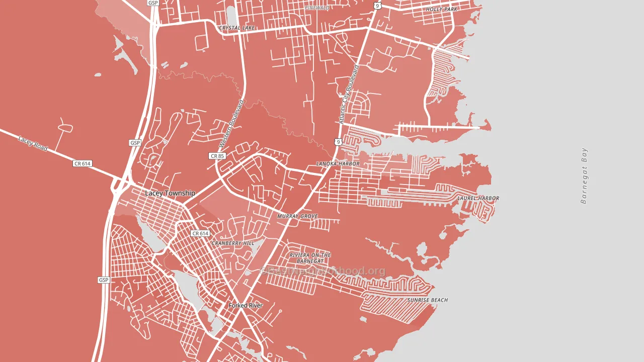 08734, NJ block-group political-lean map