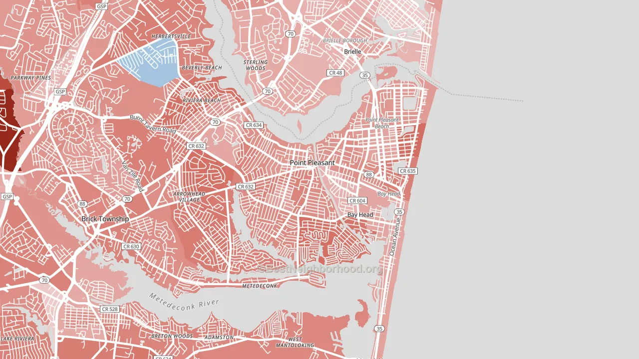 08742, NJ block-group political-lean map