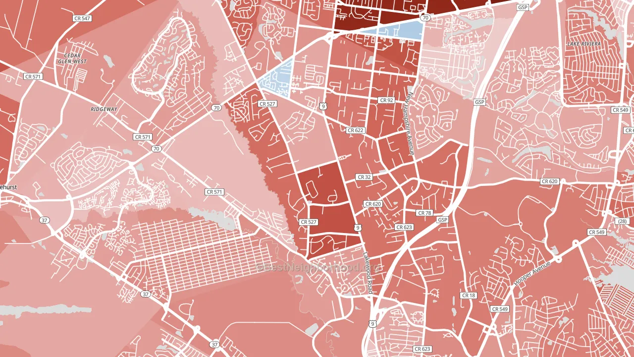 08755, NJ block-group political-lean map