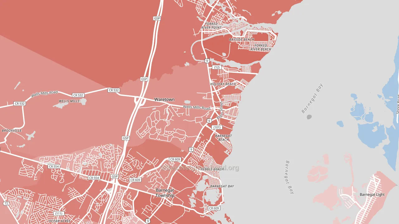 08758, NJ block-group political-lean map