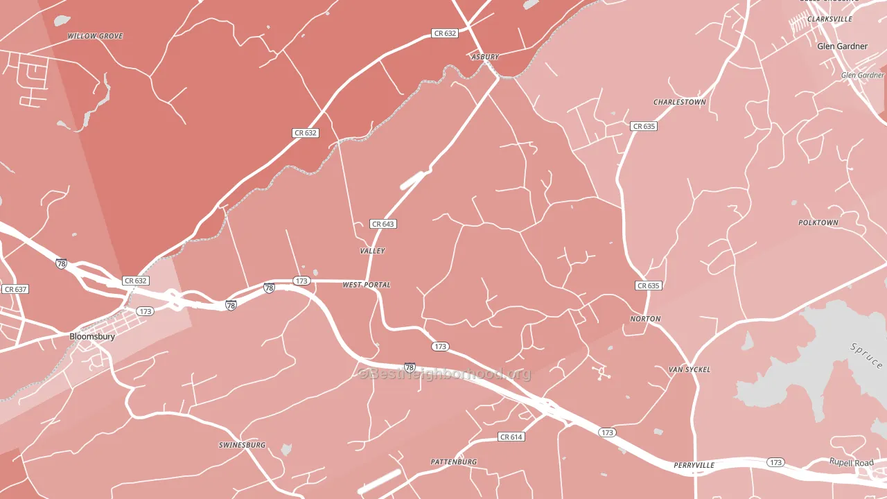 08802, NJ block-group political-lean map