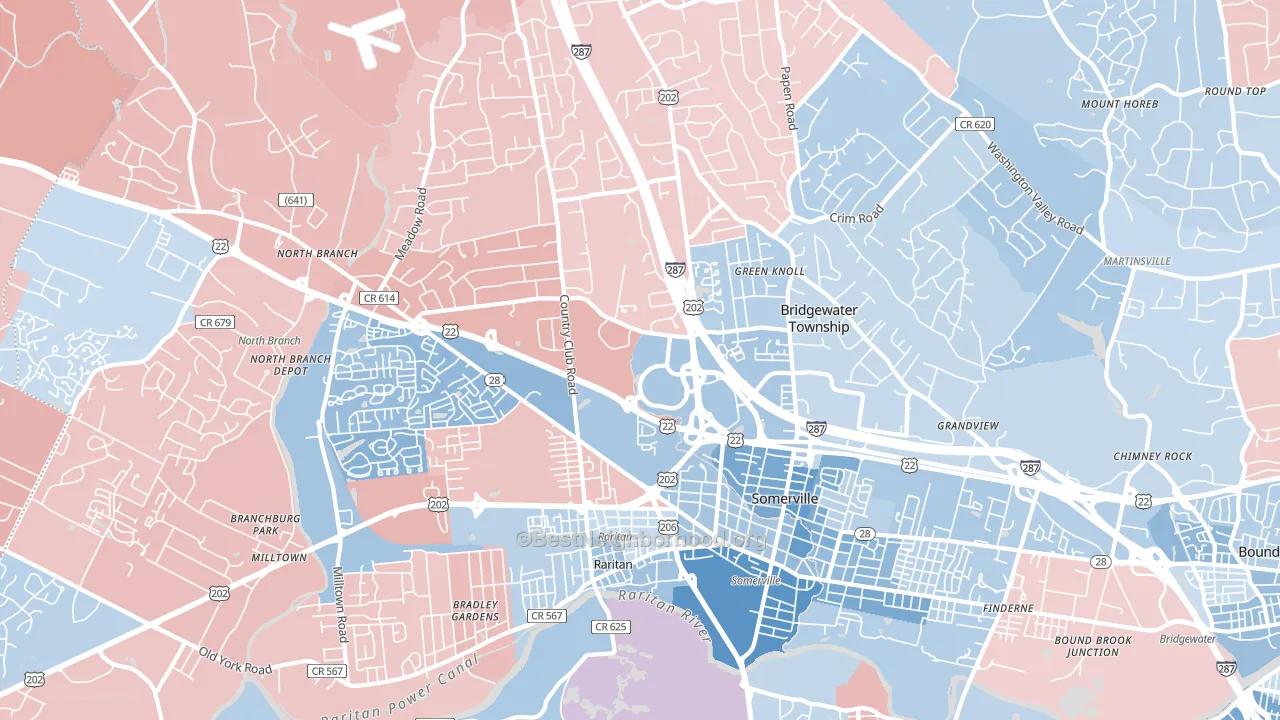 08807, NJ block-group political-lean map