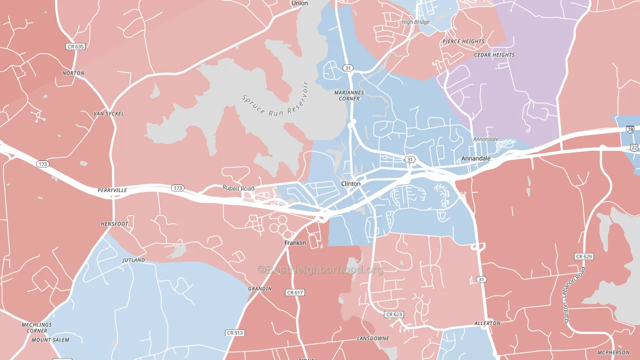 08809, NJ block-group political-lean map