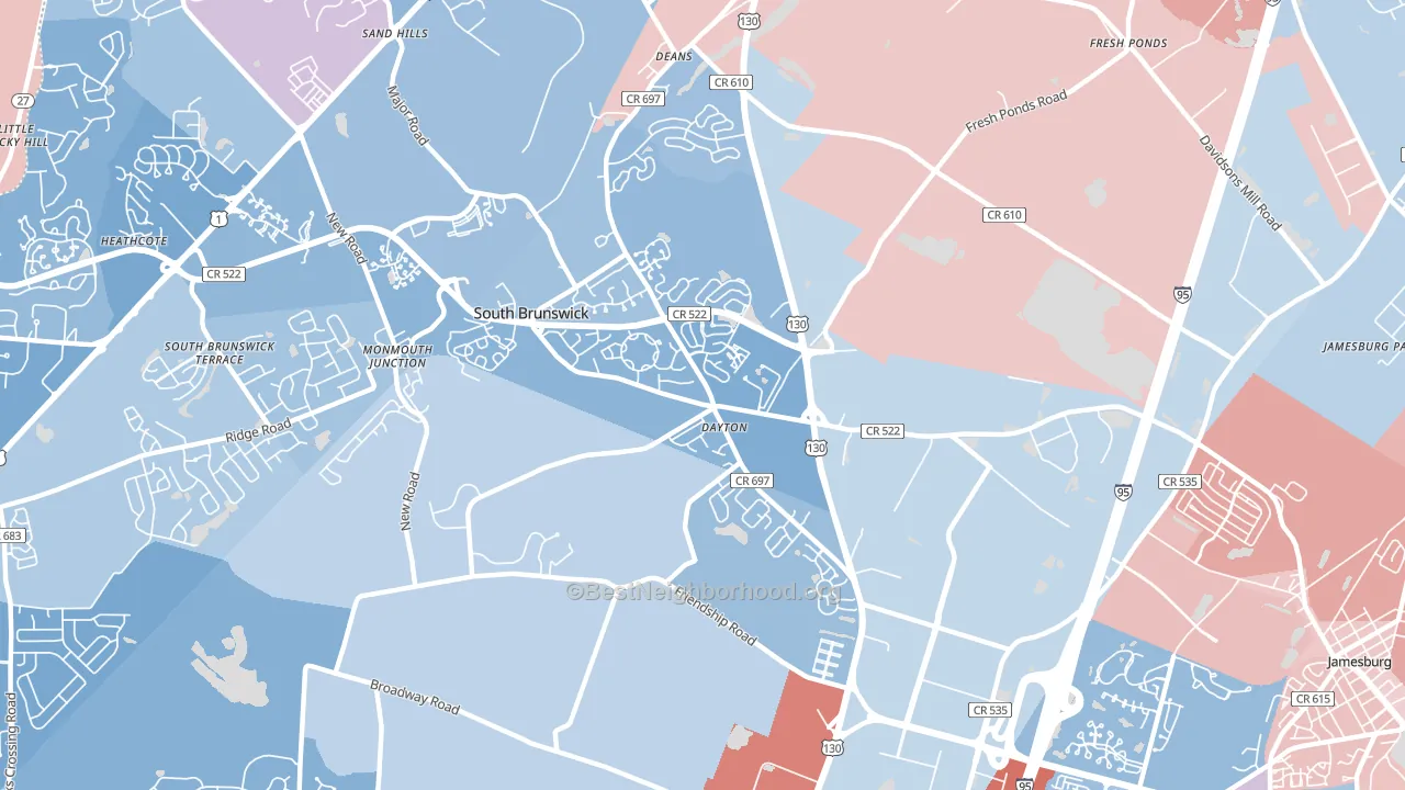 08810, NJ block-group political-lean map