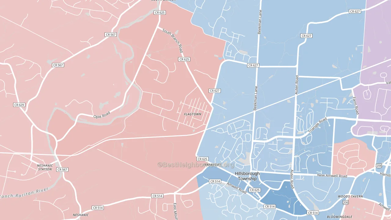 08821, NJ block-group political-lean map