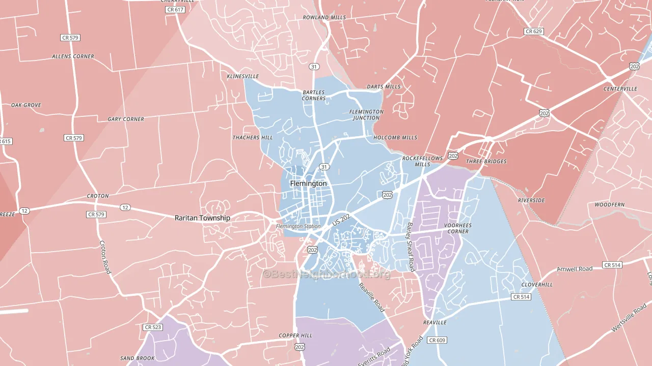 08822, NJ block-group political-lean map
