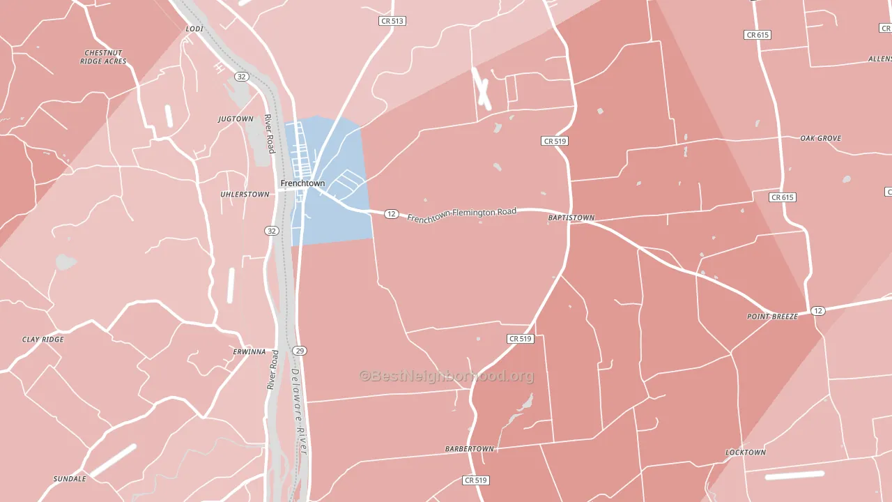 08825, NJ block-group political-lean map