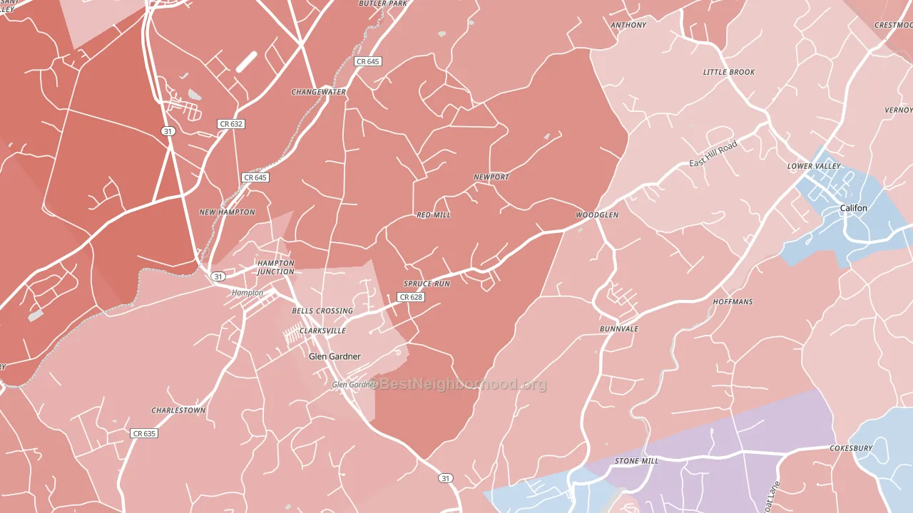 08826, NJ block-group political-lean map