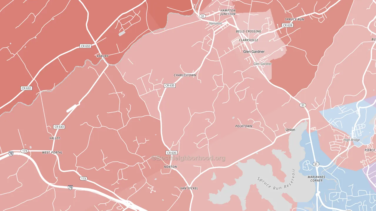 08827, NJ block-group political-lean map