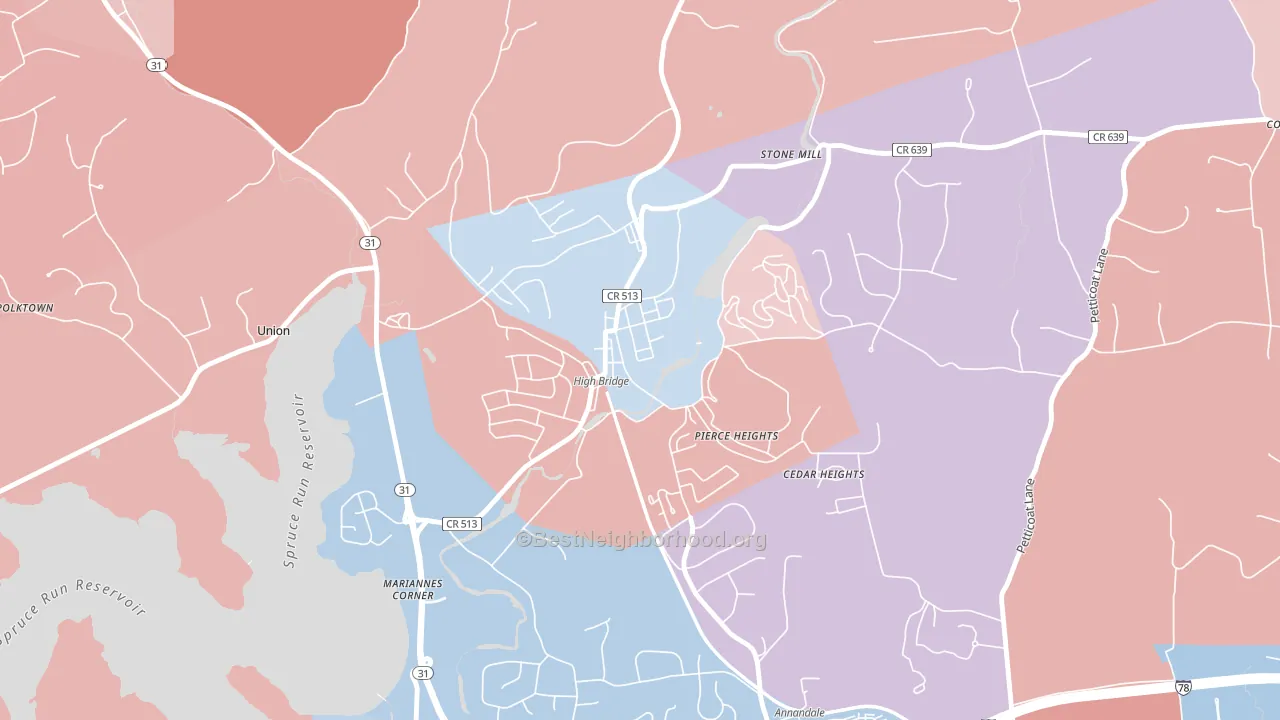 08829, NJ block-group political-lean map
