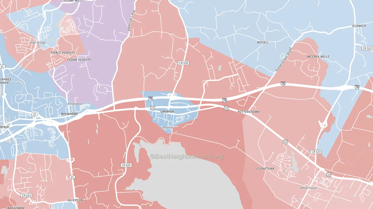 08833, NJ block-group political-lean map