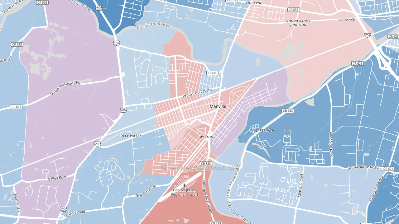 08835, NJ block-group political-lean map