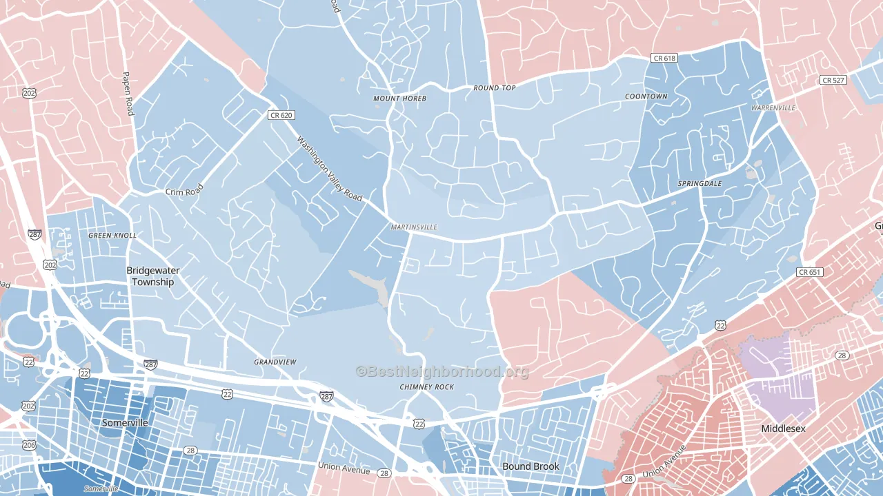 08836, NJ block-group political-lean map