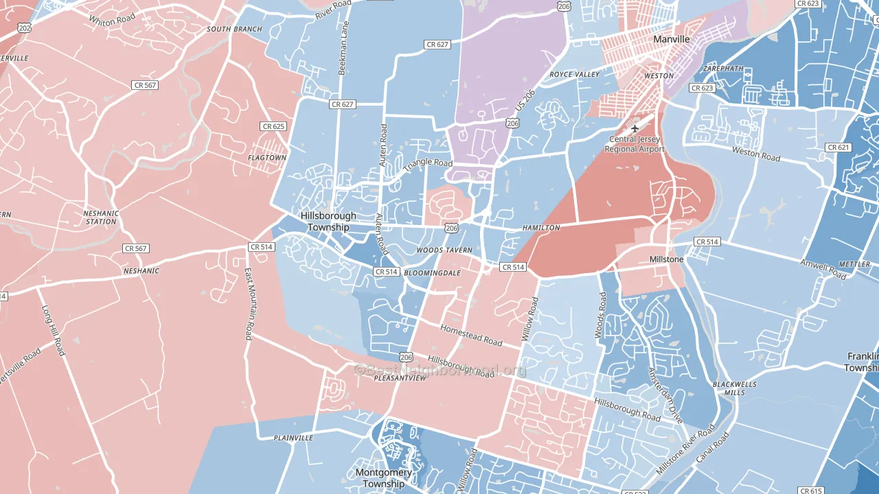 08844, NJ block-group political-lean map