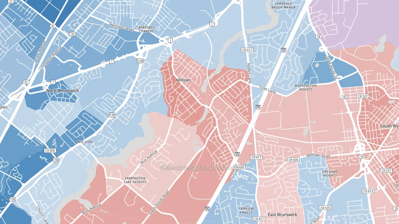 08850, NJ block-group political-lean map
