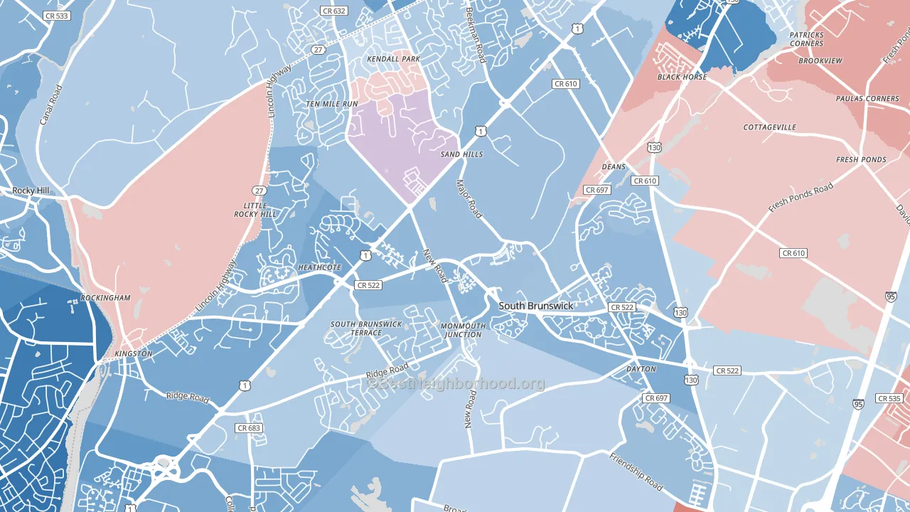 08852, NJ block-group political-lean map