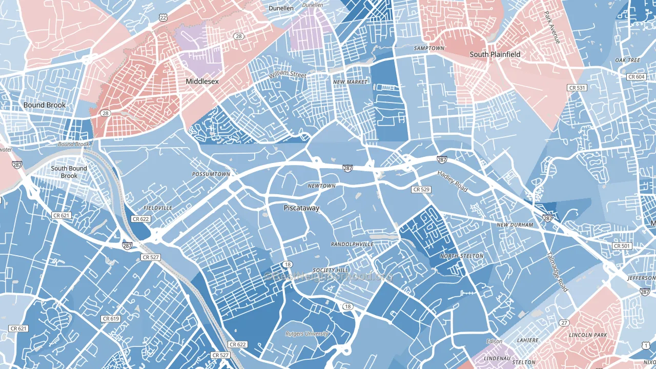 08854, NJ block-group political-lean map