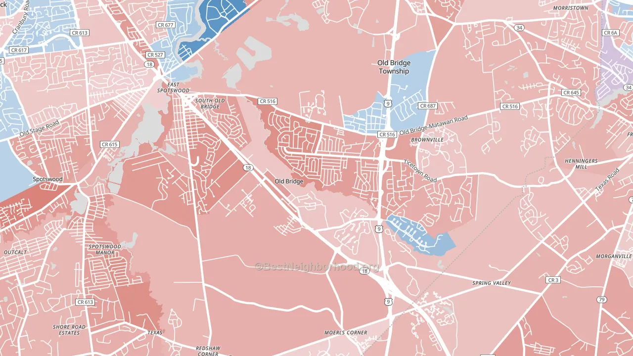 08857, NJ block-group political-lean map