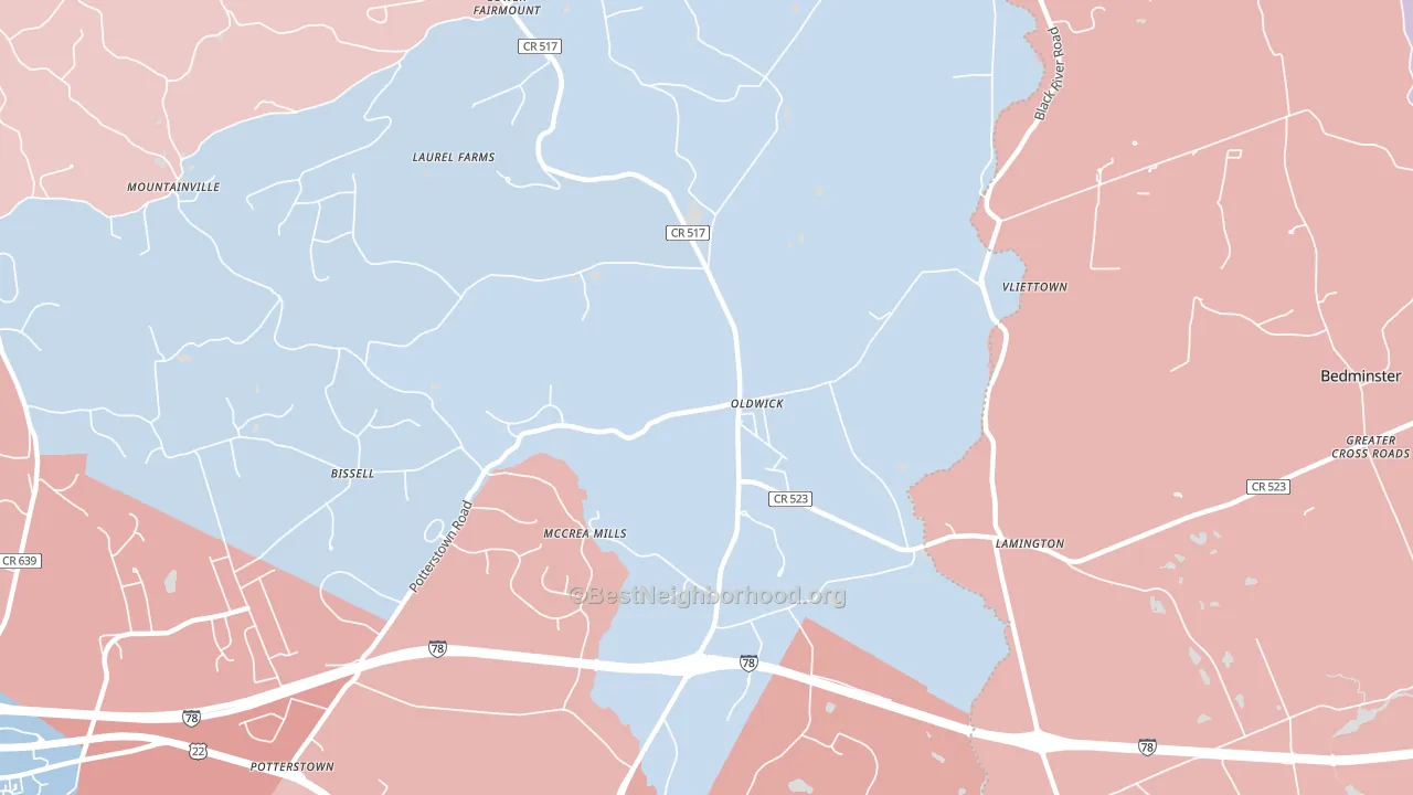 08858, NJ block-group political-lean map