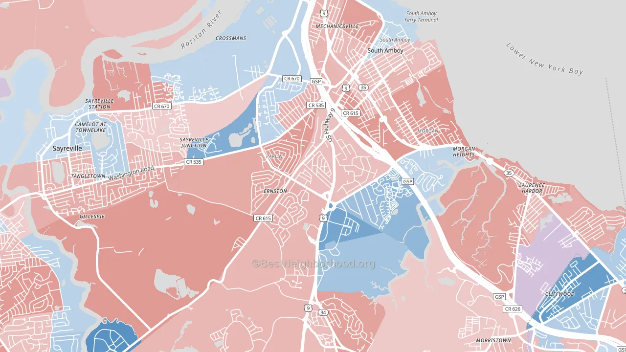 08859, NJ block-group political-lean map