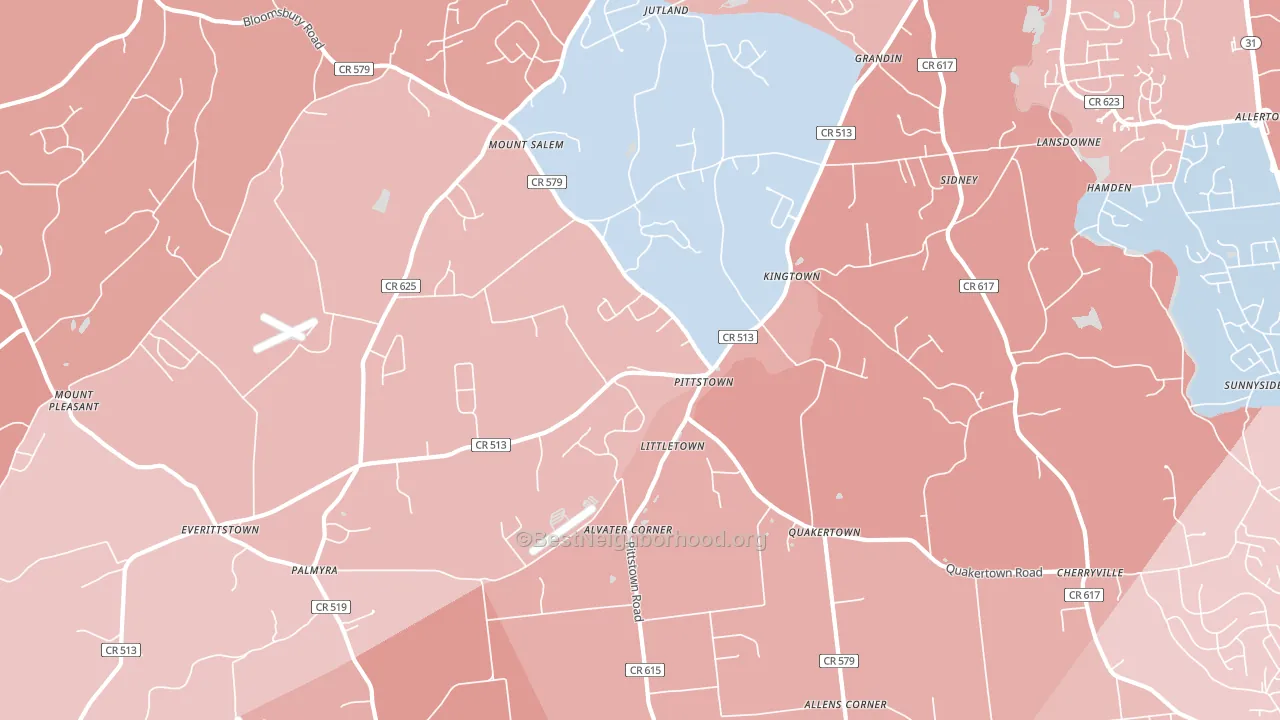 08867, NJ block-group political-lean map