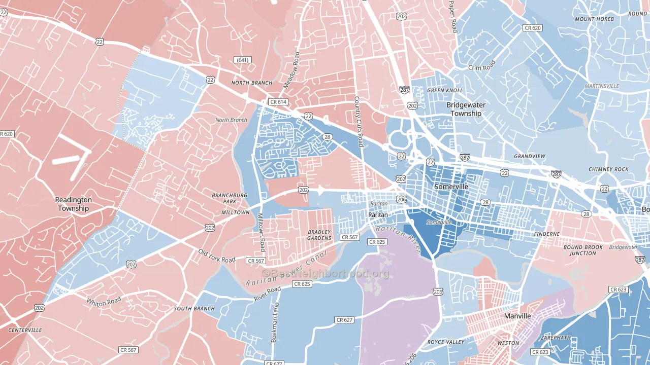 08876, NJ block-group political-lean map