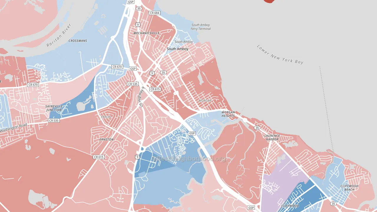 08879, NJ block-group political-lean map