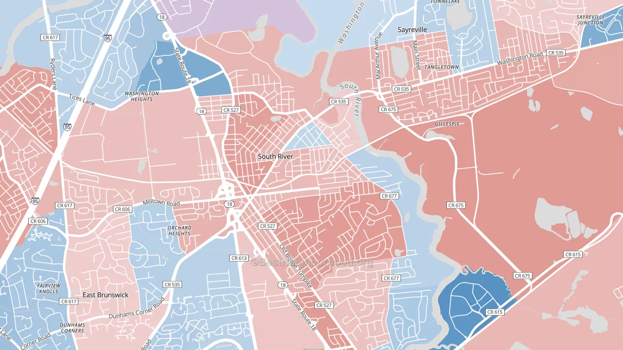 08882, NJ block-group political-lean map