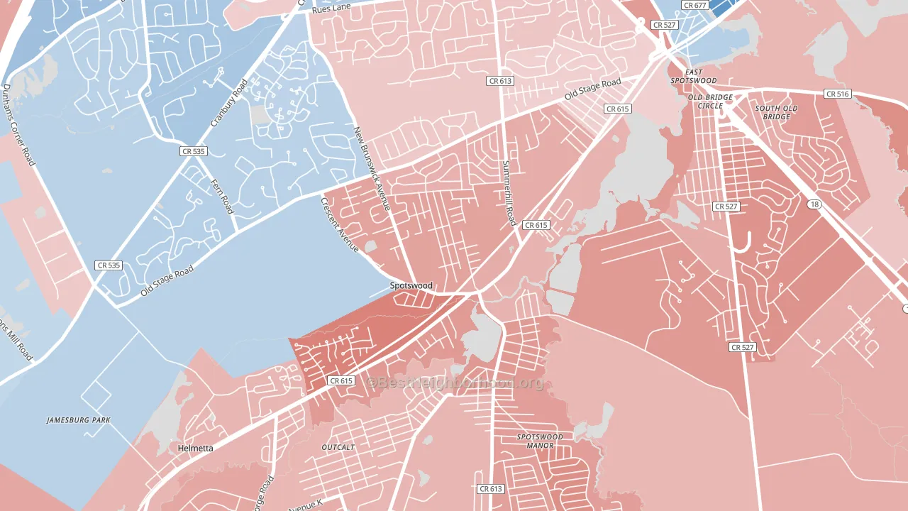 08884, NJ block-group political-lean map