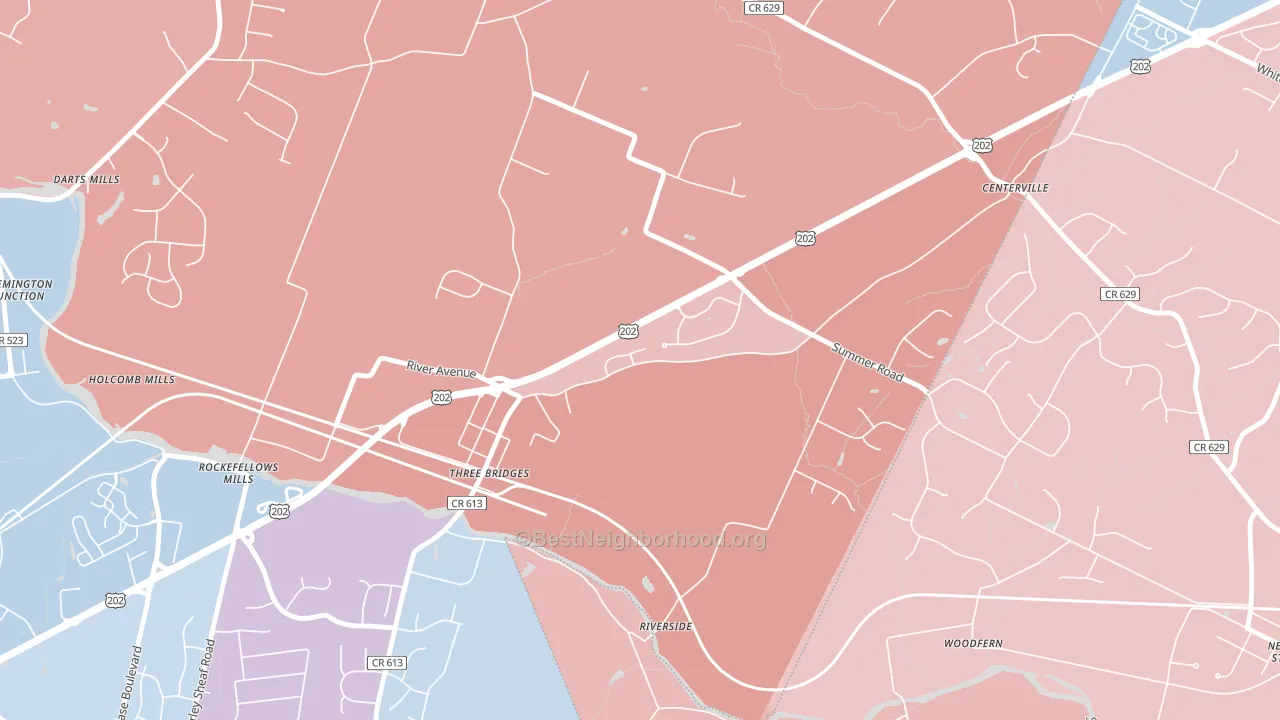 08887, NJ block-group political-lean map