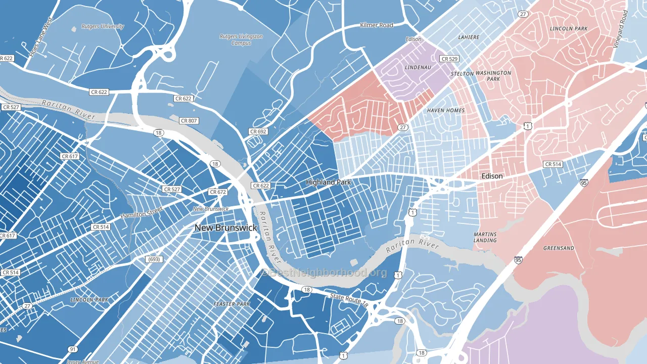 08904, NJ block-group political-lean map