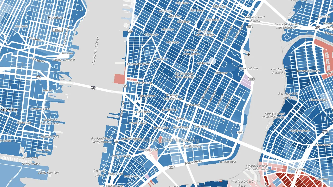 10012, NY block-group political-lean map