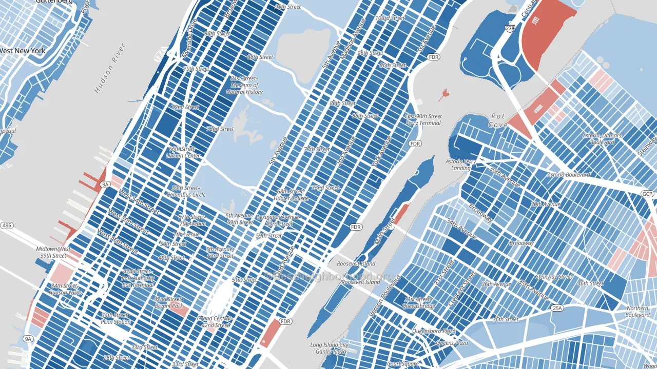 10021, NY block-group political-lean map