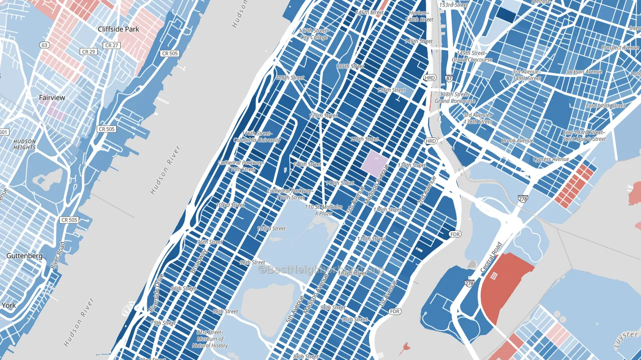 10026, NY block-group political-lean map