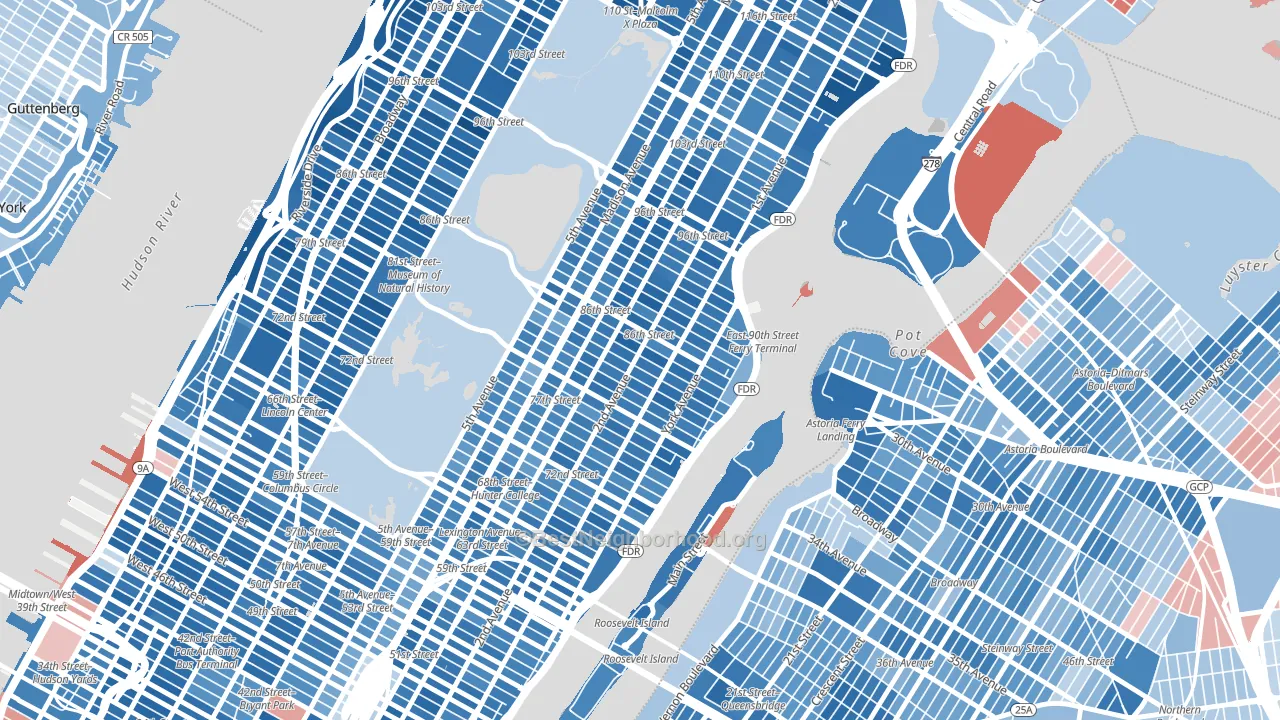 10028, NY block-group political-lean map