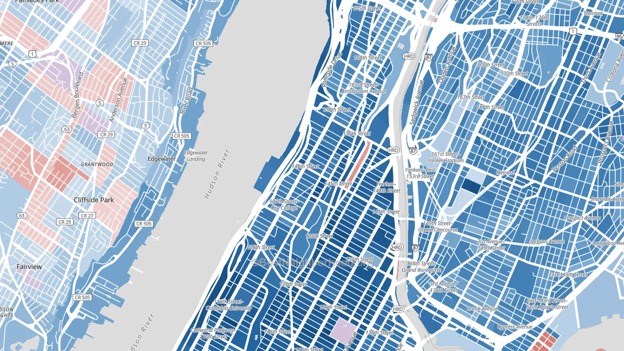 10031, NY block-group political-lean map