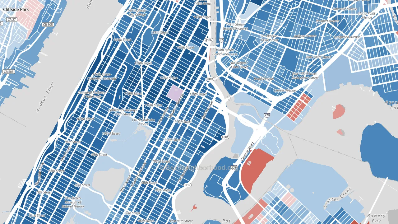 10035, NY block-group political-lean map
