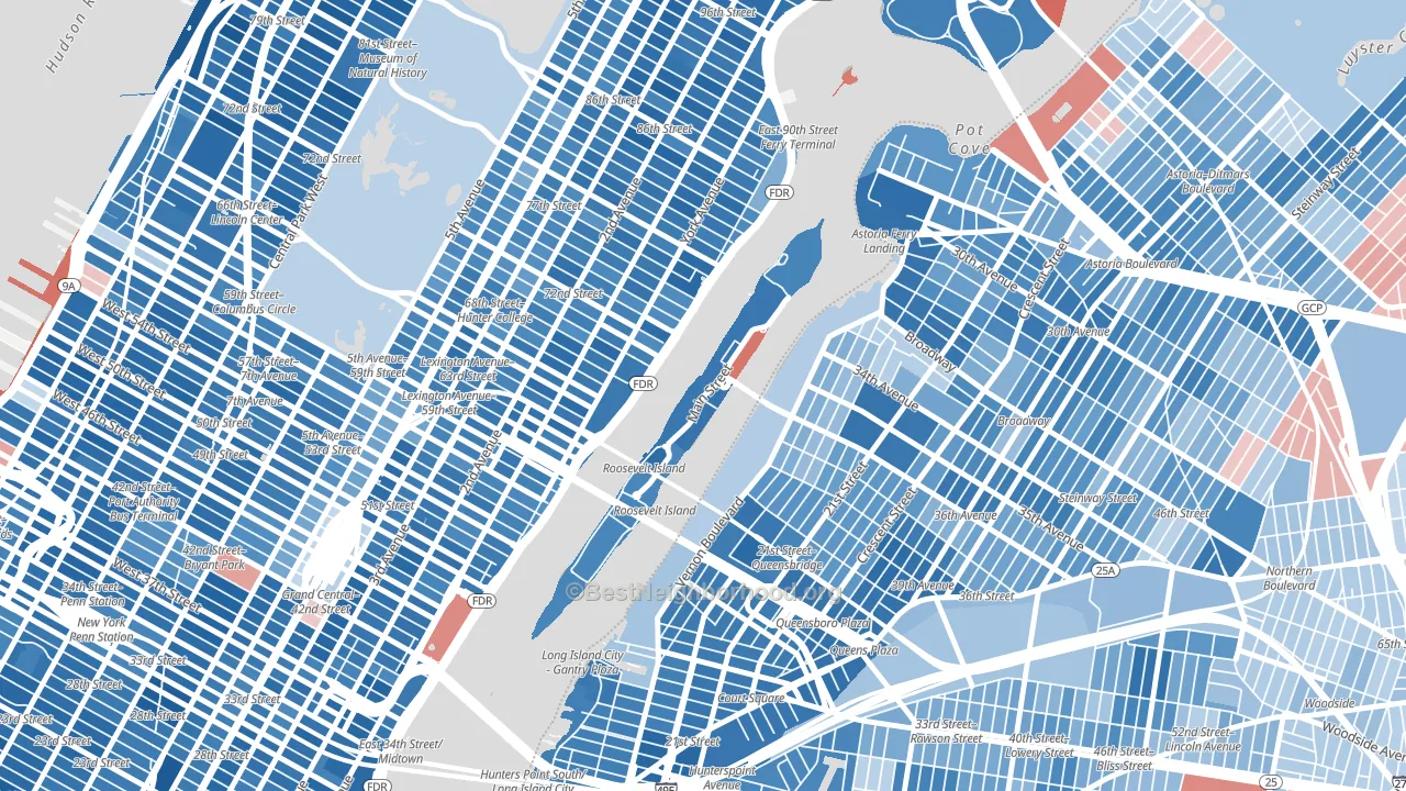 10044, NY block-group political-lean map
