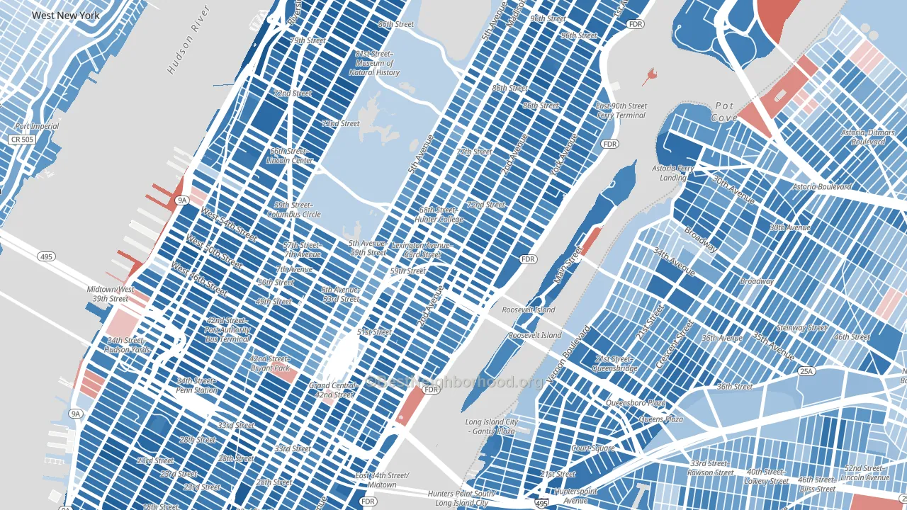 10065, NY block-group political-lean map