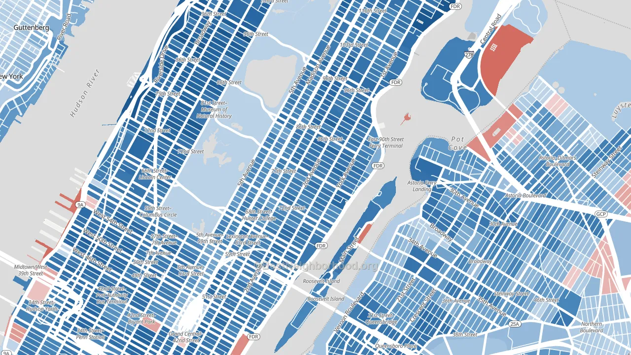 10075, NY block-group political-lean map