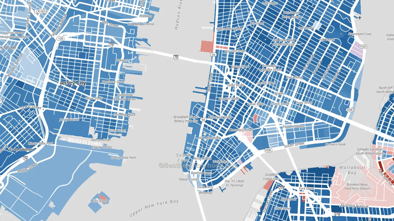 10282, NY block-group political-lean map