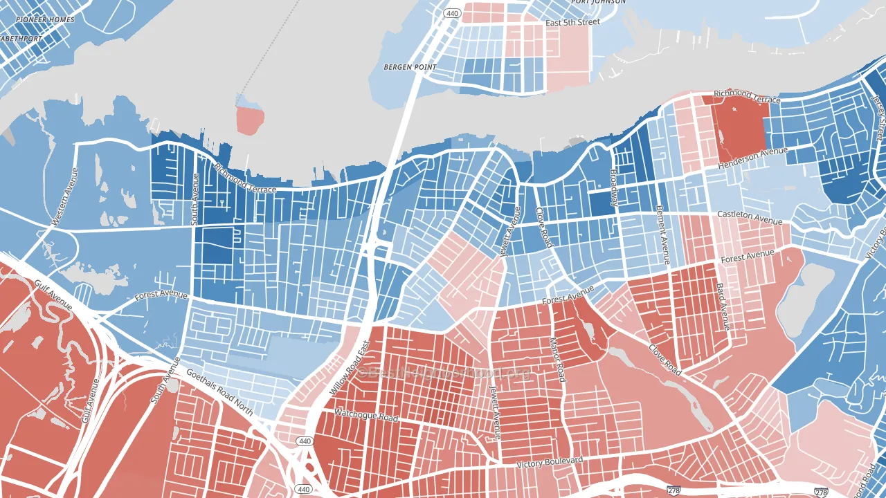10302, NY block-group political-lean map
