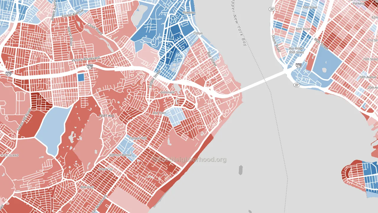 10305, NY block-group political-lean map
