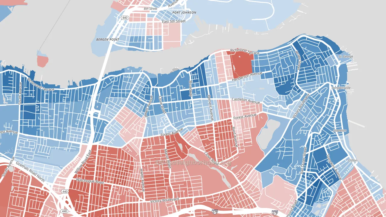 10310, NY block-group political-lean map
