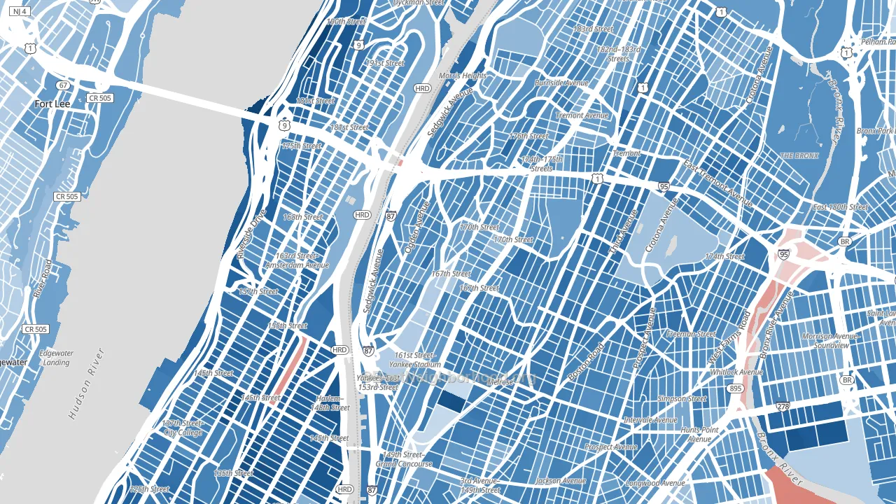 10452, NY block-group political-lean map