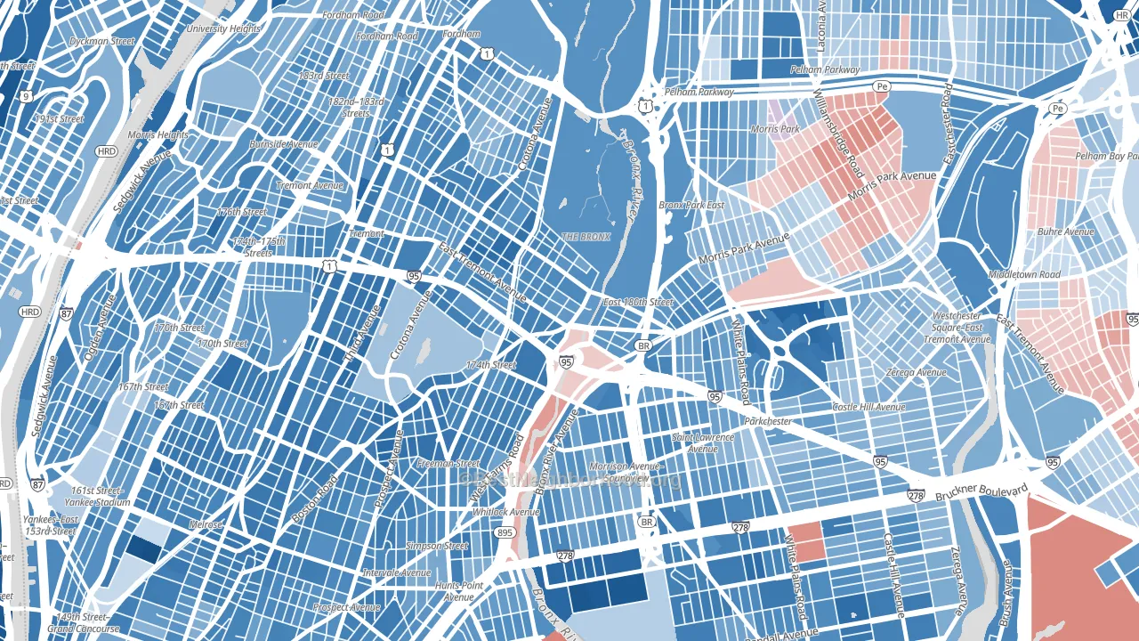 10460, NY block-group political-lean map