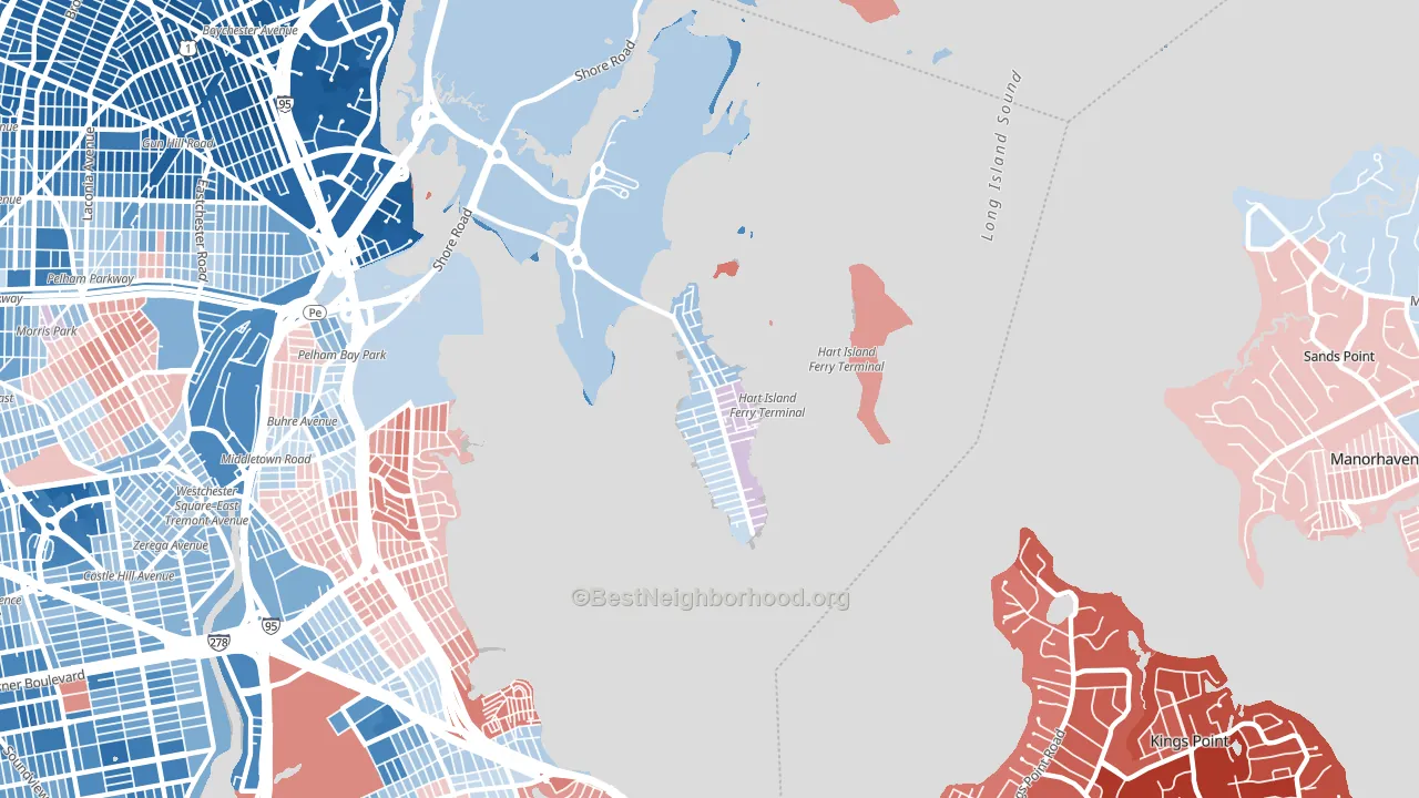 10464, NY block-group political-lean map