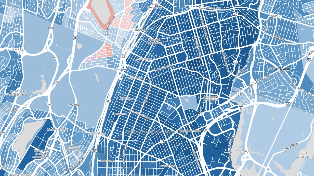 10466, NY block-group political-lean map