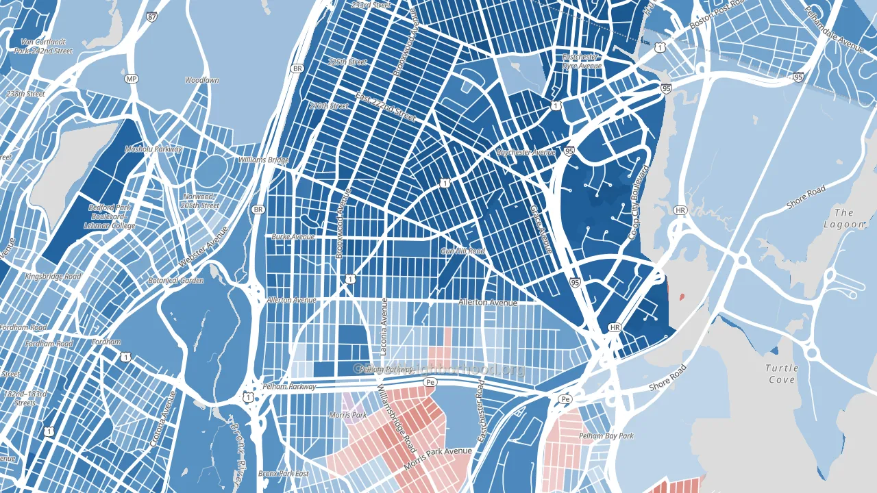 10469, NY block-group political-lean map